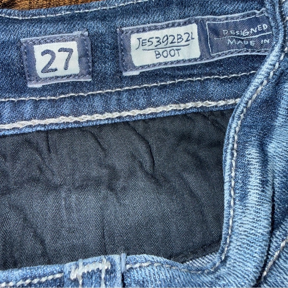 Y2K Miss Me Low Rise Boot Cut jeans Sz 27 JE5392B2L Buckle Exclusive embellished - Picture 13 of 14